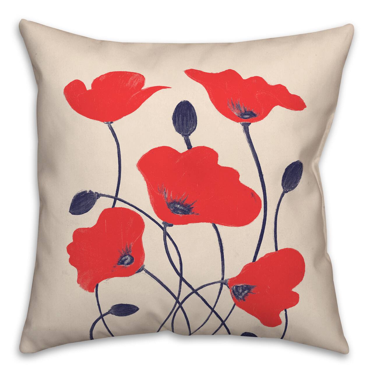 Simple Red Poppies Throw Pillow